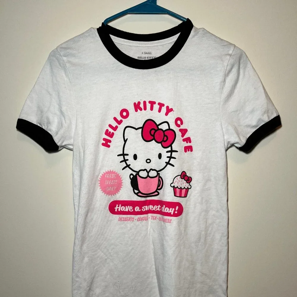 Hello Kitty Cafe Ringer T-Shirt - Sanrio - XS - Picture 1 of 4